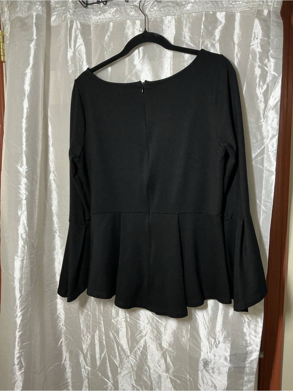 VENUS Black Peplum Long-Sleeve Top